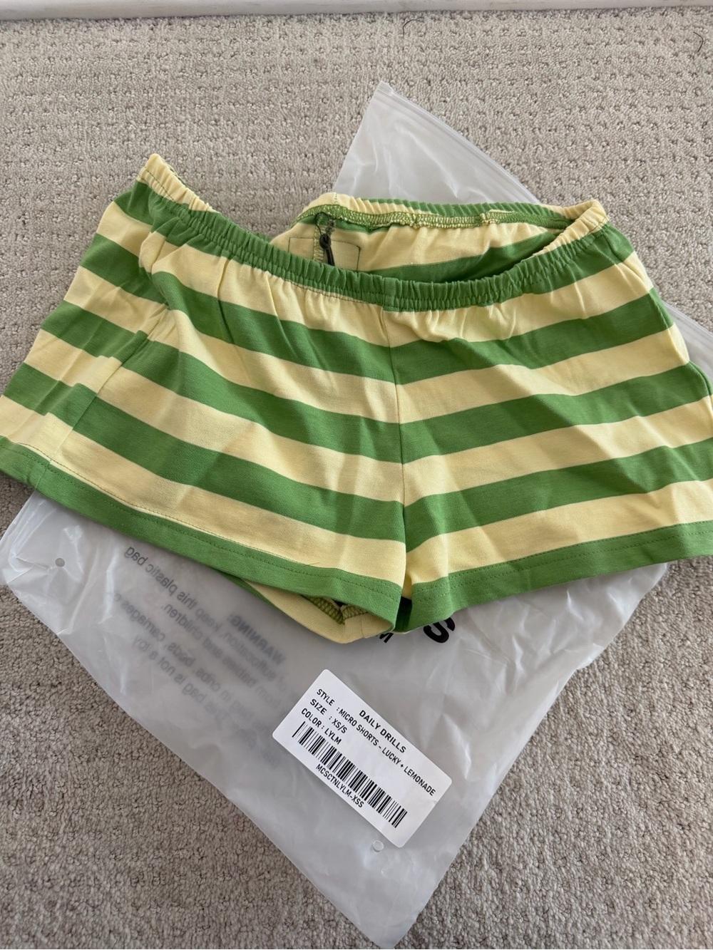 Daily Drills Green & Cream Striped Athletic Shorts